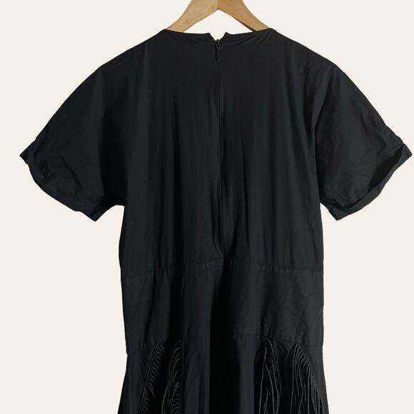 Bibhu Mohapatra Collective Black Cutout Fringe Asymmetric Midi Dress Size 14 - Picture 16 of 16